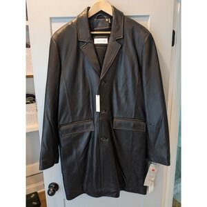 NWT $NWT $449‎ Calvin Klein Mens Black Genuine Leather Jacket Thinsulate Lined L